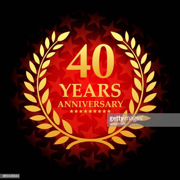 Vector of 40 years anniversary icon with red color star shape background